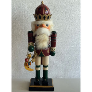 Old World wooden Nutcracker Figurine Red Green 14”
